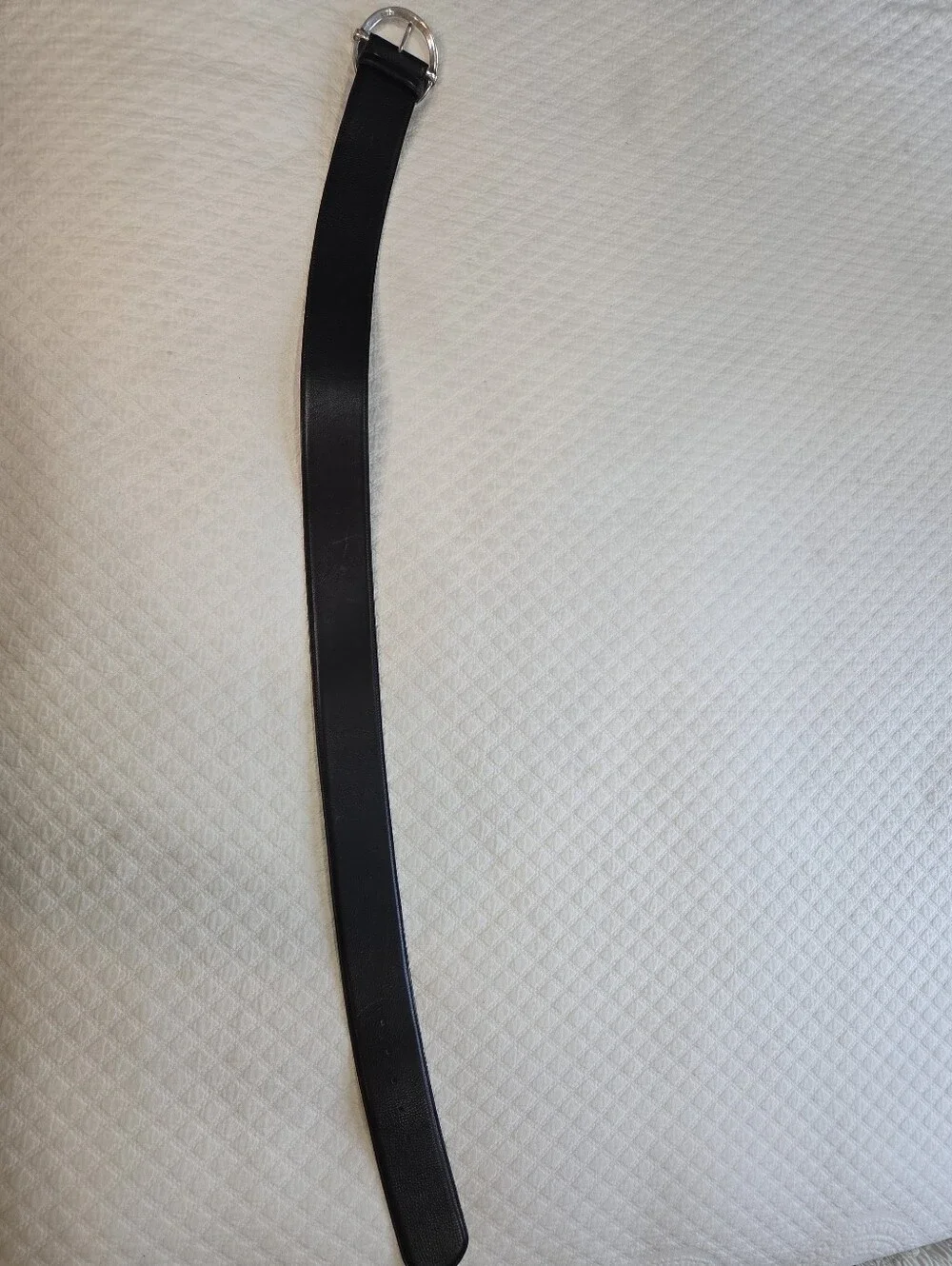 J. Peterman Company Wide Black Leather Belt Women's Large Chunky Buckle